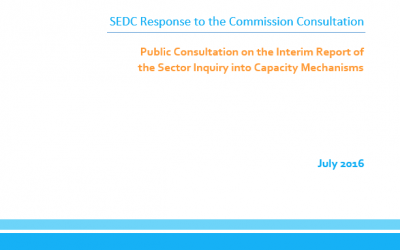 SEDC response to the Commission Consultation on Capacity Mechanisms  – July 2016